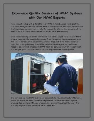 Get Quality HVAC Services for AC, Heating & Ventilation System @ Low Cost