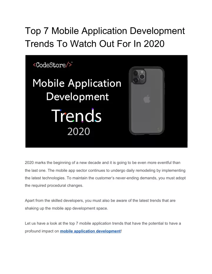top 7 mobile application development trends