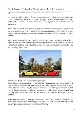 Rent Ferrari Dubai for Memorable Ride Experience