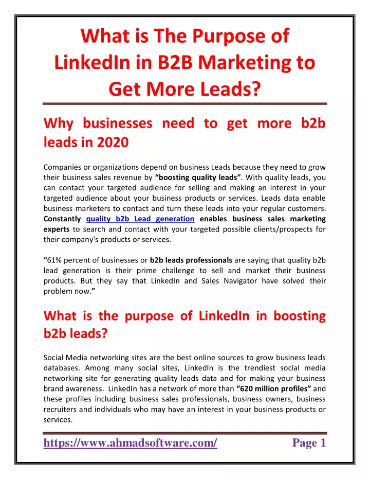 what is the purpose of linkedin in b2b marketing