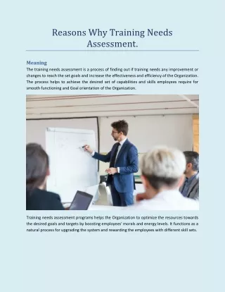 reasons why training needs assessment