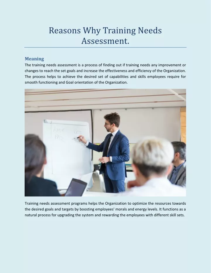 reasons why training needs assessment