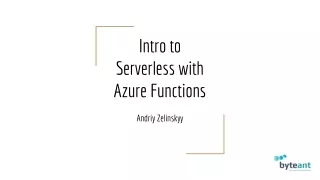 Intro to Serverless with Azure Functions