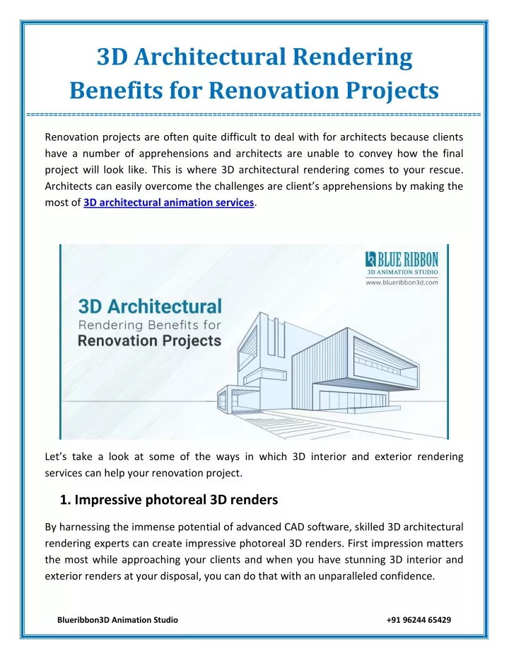 3d architectural rendering benefits