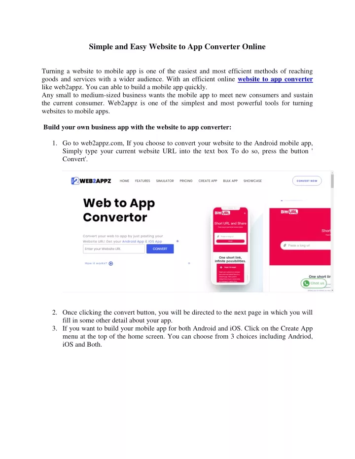 simple and easy website to app converter online
