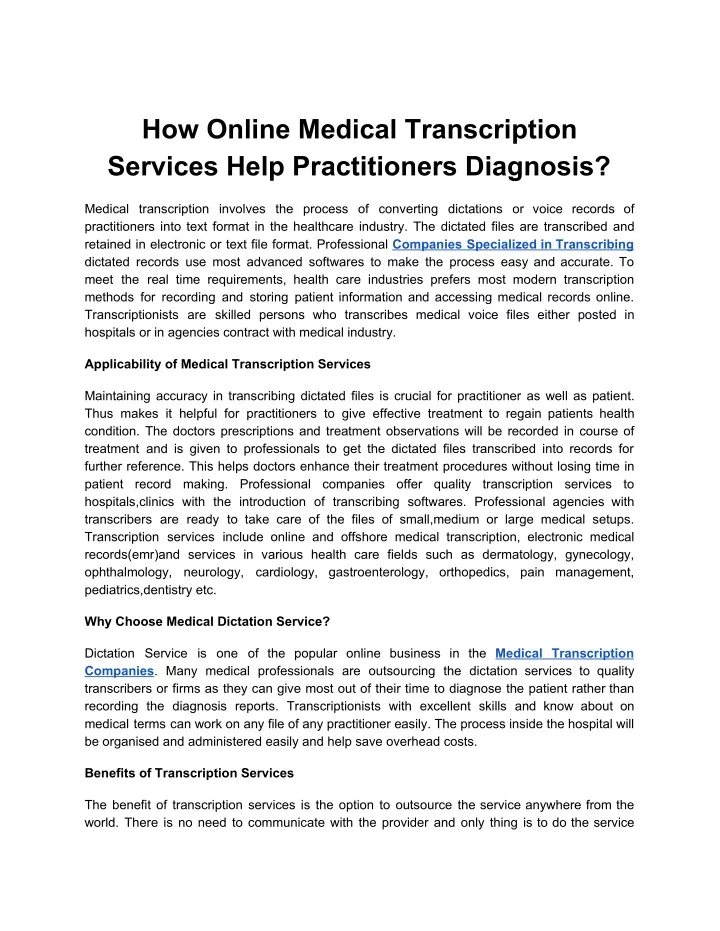 how online medical transcription services help