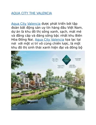 Dự Án Aqua City Valencia