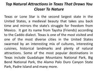 Top Natural Attractions in Texas That Draws You Closer To Nature