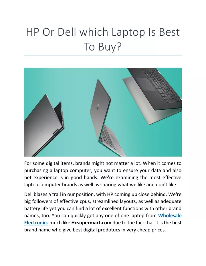 hp or dell which laptop is best to buy