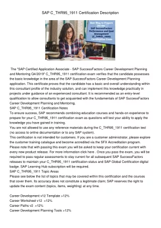 sap c thr95 1911 certification description