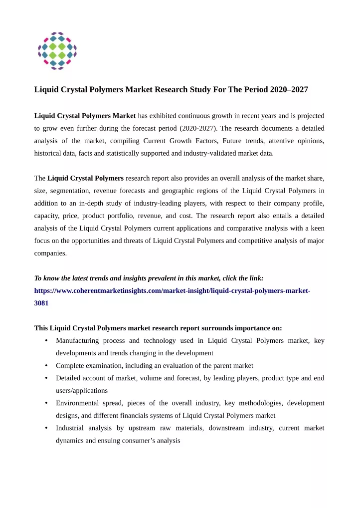 liquid crystal polymers market research study