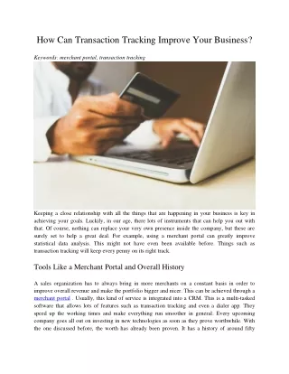 how can transaction tracking improve your business