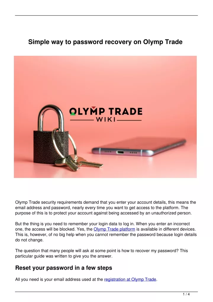 simple way to password recovery on olymp trade