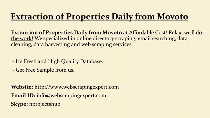 extraction of properties daily from movoto