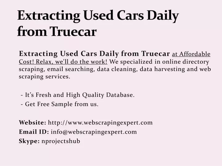 extracting used cars daily from truecar