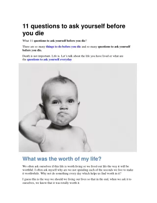 11 questions to ask yourself before you die