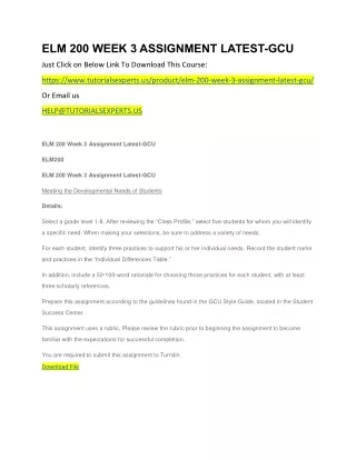 elm 200 week 3 assignment latest gcu