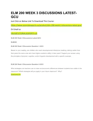 elm 200 week 3 discussions latest gcu