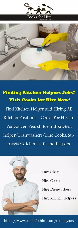 Finding Kitchen Helpers Jobs? Visit Cooks for Hire Now!