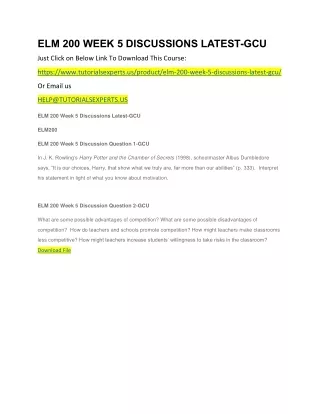 ELM 200 WEEK 5 DISCUSSIONS LATEST-GCU