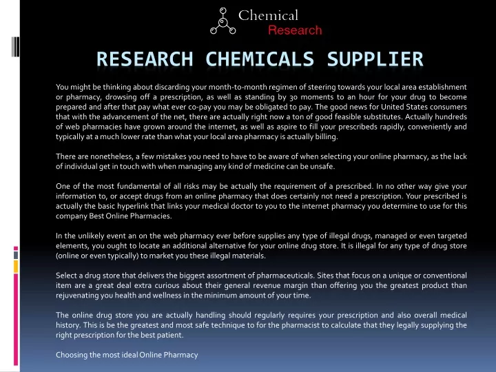 research chemicals supplier