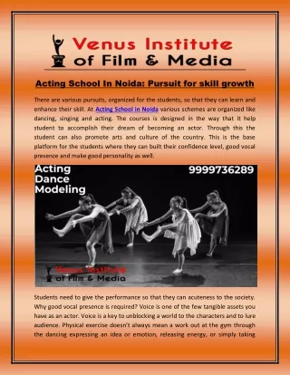 Acting school in noida pursuit for skill growth