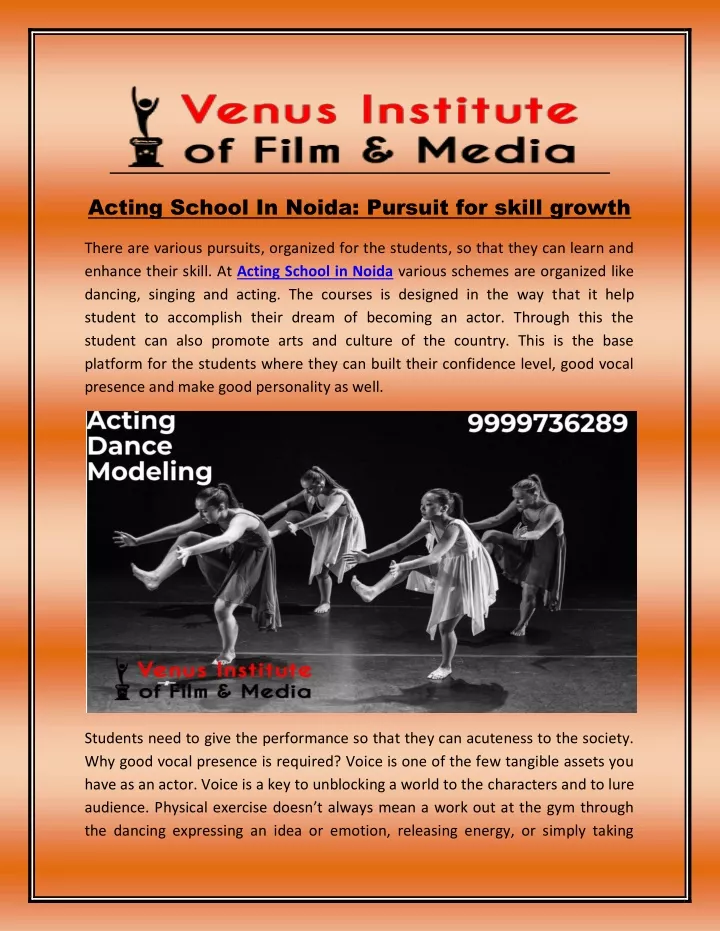 acting school in noida pursuit for skill growth