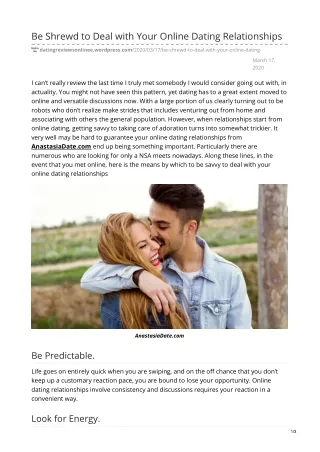 be shrewd to deal with your online dating