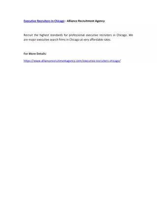executive recruiters in chicago alliance