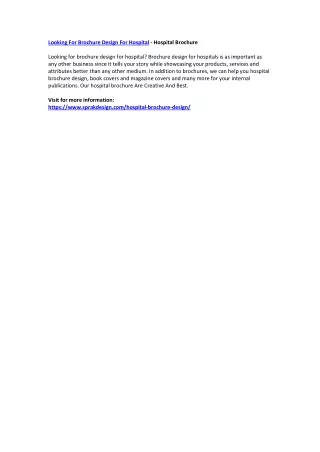 looking for brochure design for hospital hospital