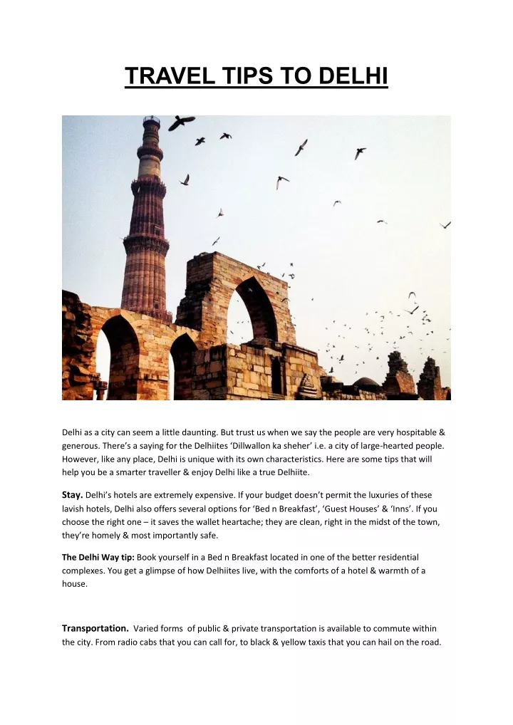 travel tips to delhi