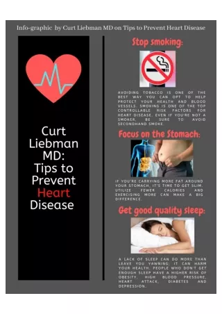 Info-graphic By Curt E. Liebman MD On Tips To Prevent Heart Disease