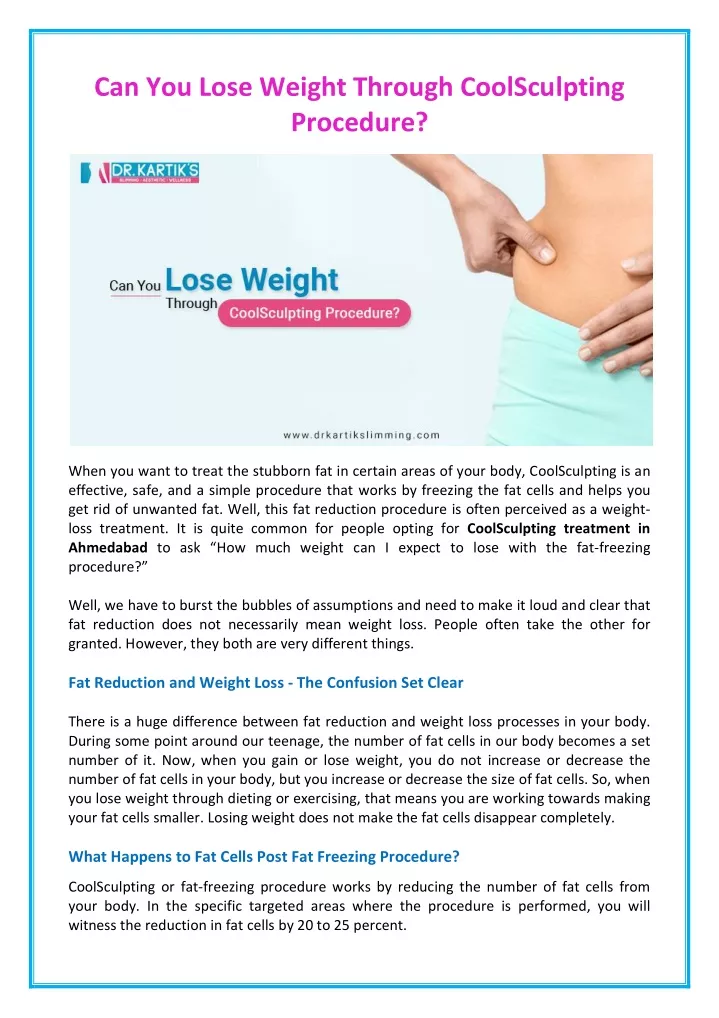 can you lose weight through coolsculpting