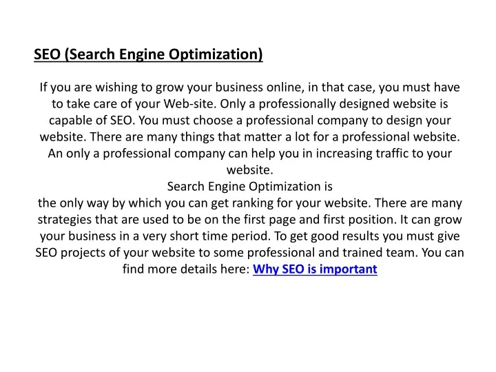 seo search engine optimization if you are wishing