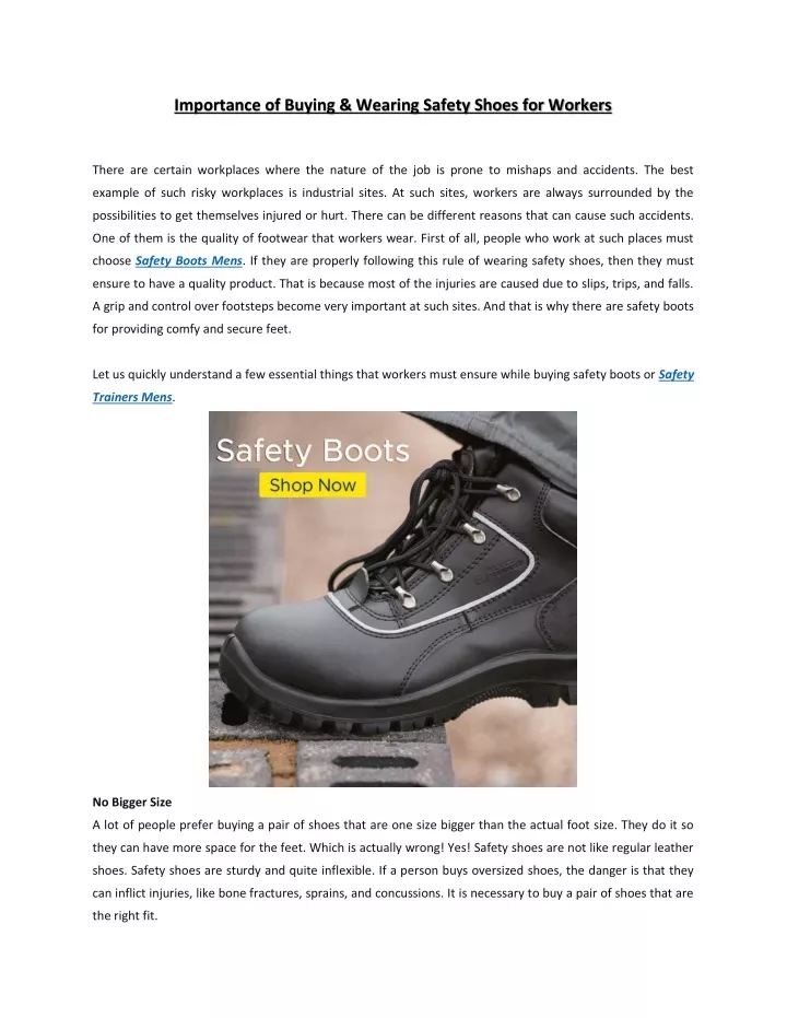 importance of buying wearing safety shoes