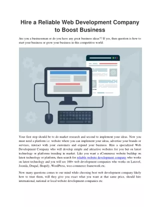 Hire a Reliable Website Development Company to Boost Business