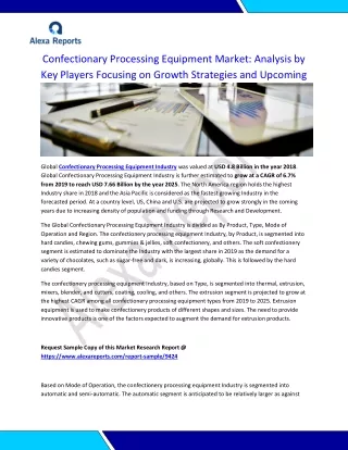 Confectionary Processing Equipment Market: Analysis by Key Players Focusing on Growth Strategies and Upcoming