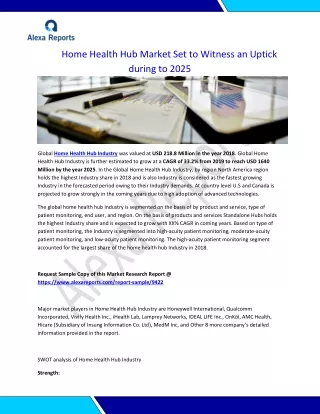 Home Health Hub Market Set to Witness an Uptick during to 2025