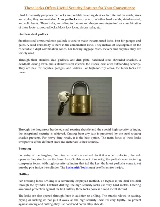these locks offers useful security features