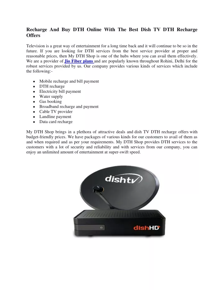 recharge and buy dth online with the best dish