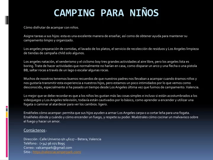 camping para ni os