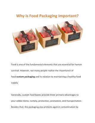 Why is Food Packaging Important?