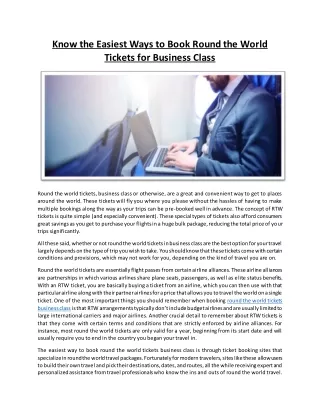 Know the Easiest Ways to Book Round the World Tickets for Business Class
