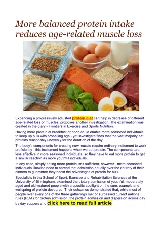 More balanced protein intake reduces age-related muscle loss