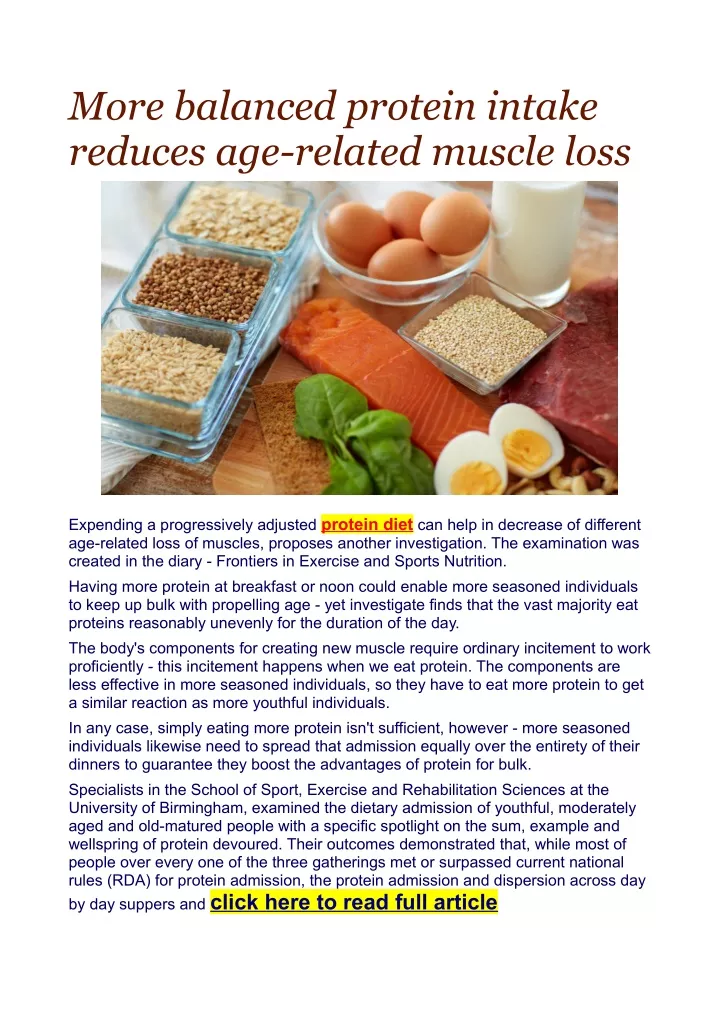 more balanced protein intake reduces age related