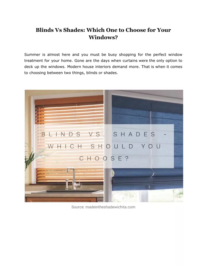 blinds vs shades which one to choose for your