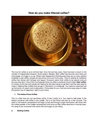 how do you make filtered coffee