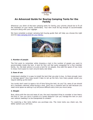 An Advanced Guide for Buying Camping Tents for the Family