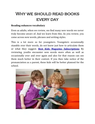Why we should read books every day