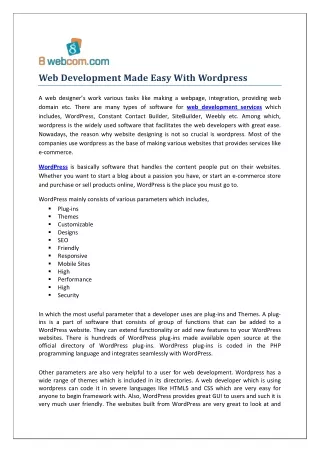 Web Development Made Easy With Wordpress